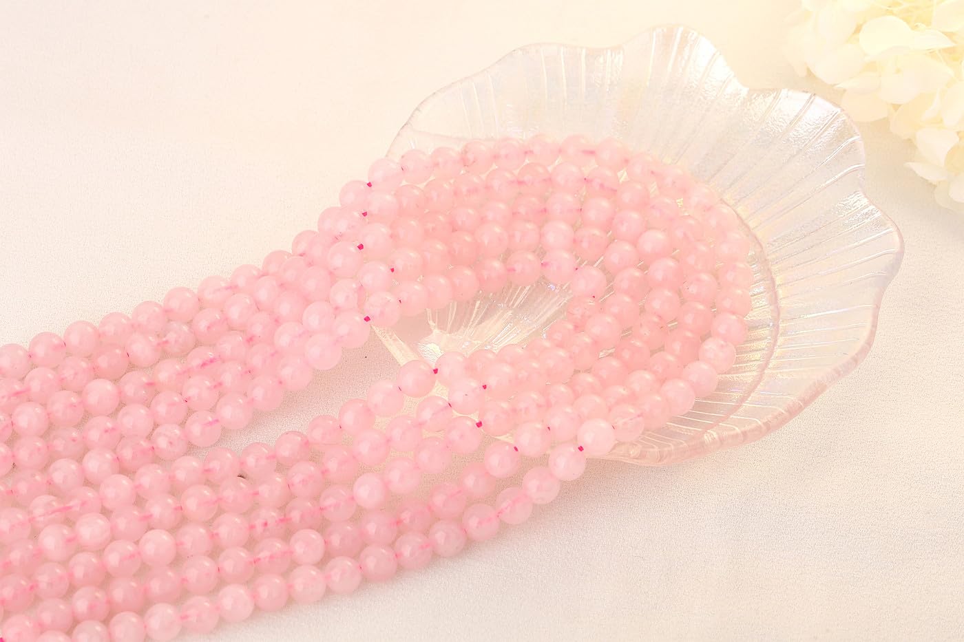 QINJIEJIE 100PCS Rose Quartz Beads 8mm Natural Stone Beads Round Loose Gemstone Bead for Bracelet Beading Crystal Jewelry Making DIY Necklace Earrings 0.32"