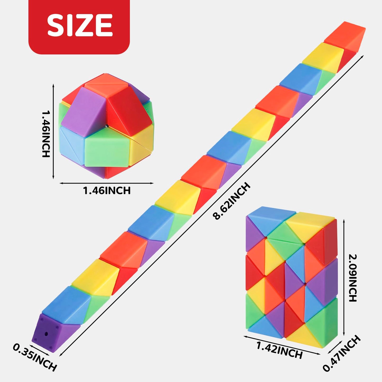 LENDOD 30 Pack Mini Fidget Snake Cube Toys Goodie Bag Stuffers for Kids, Treasure Box Toys for Classroom, Twist Puzzle for Party Favors, Birthday & Back to School Gifts, Stocking Stuffers for Kids