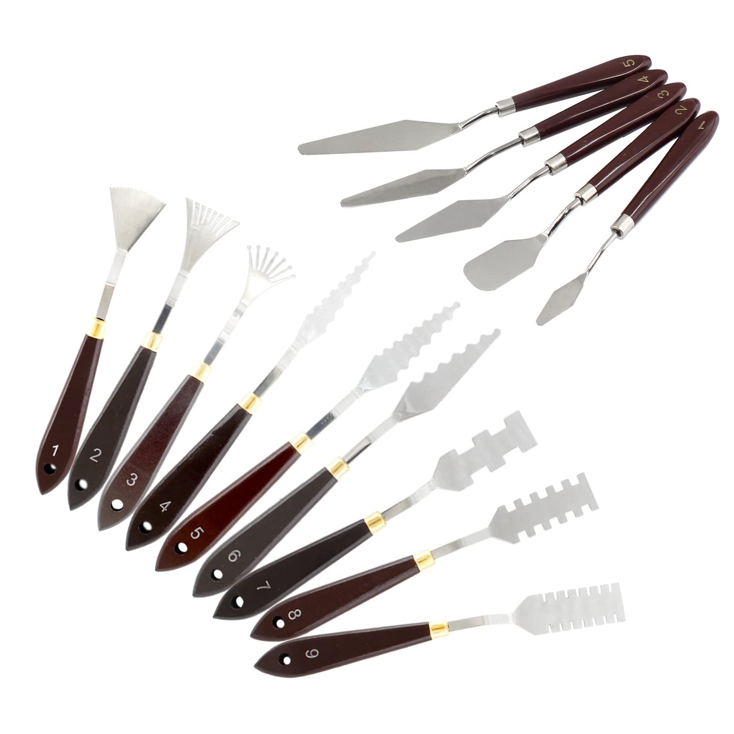 Suiwotin 14pcs Palette Knife Set, Stainless Steel Painting Knife Set, Wooden Handle Paint Spatula Painting Tools, Color Mixing Scraper Pallet Knife for Oil, Acrylic, Canvas Painting