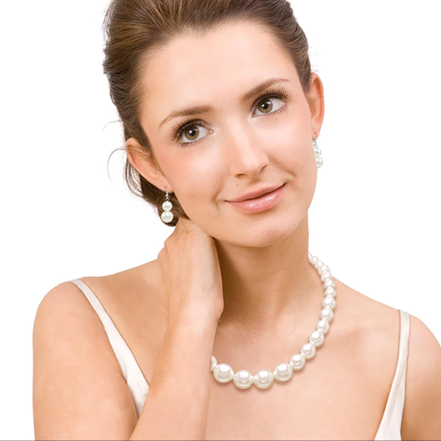 Cryshimmer Pearl Choker Necklace for Women Faux Pearl Beads Strand Necklace Earring Set Costume Jewelry,Christmas Gift for Her