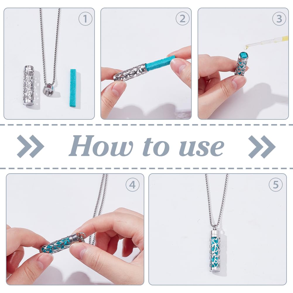 WADORN 2 Styles Essential Oil Diffuser Necklace for Women, Aromatherapy Aroma Diffuser Pendant with 20Pcs Pads Stainless Steel Scent Necklace Charms for Birthday Essential Oil Jewelry Gift
