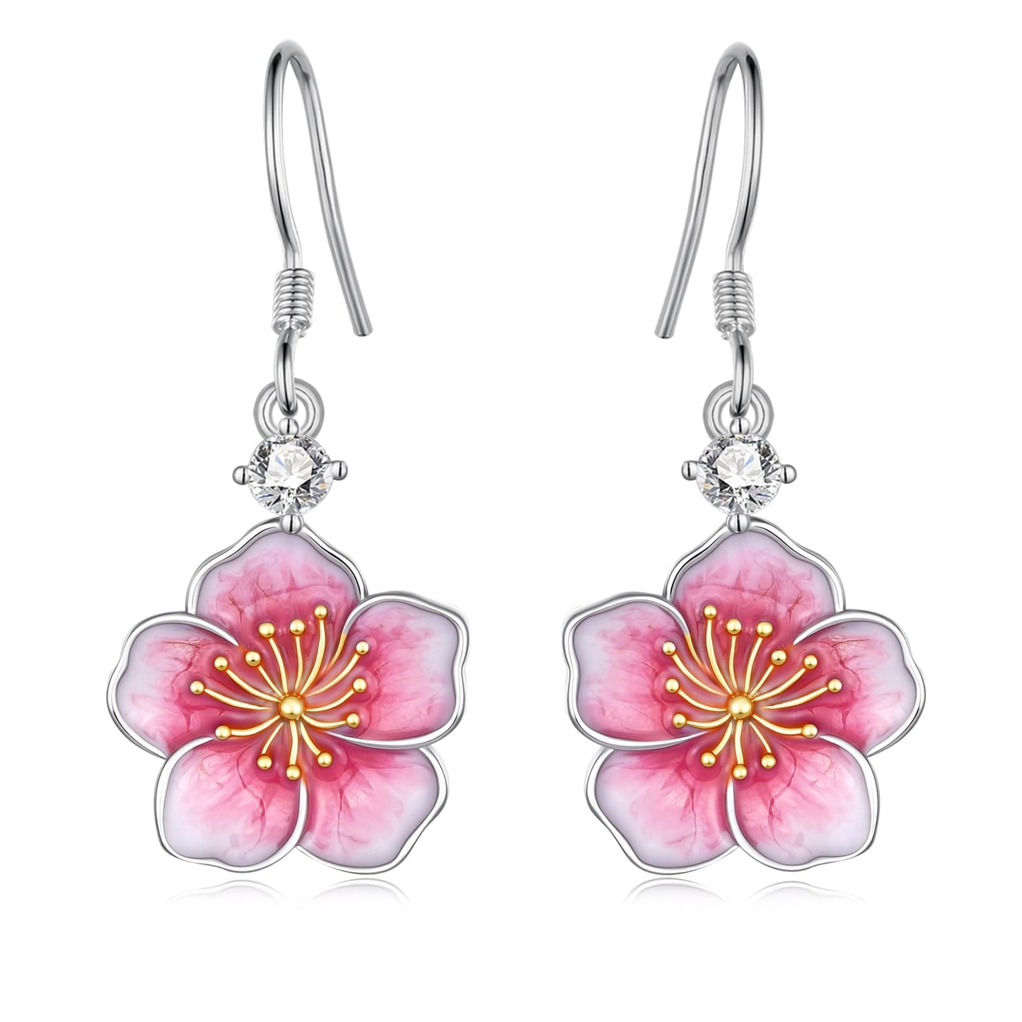 Cherry Blossom Earrings 925 Sterling Silver Flower Earrings Sakura Jewelry Gifts for Women