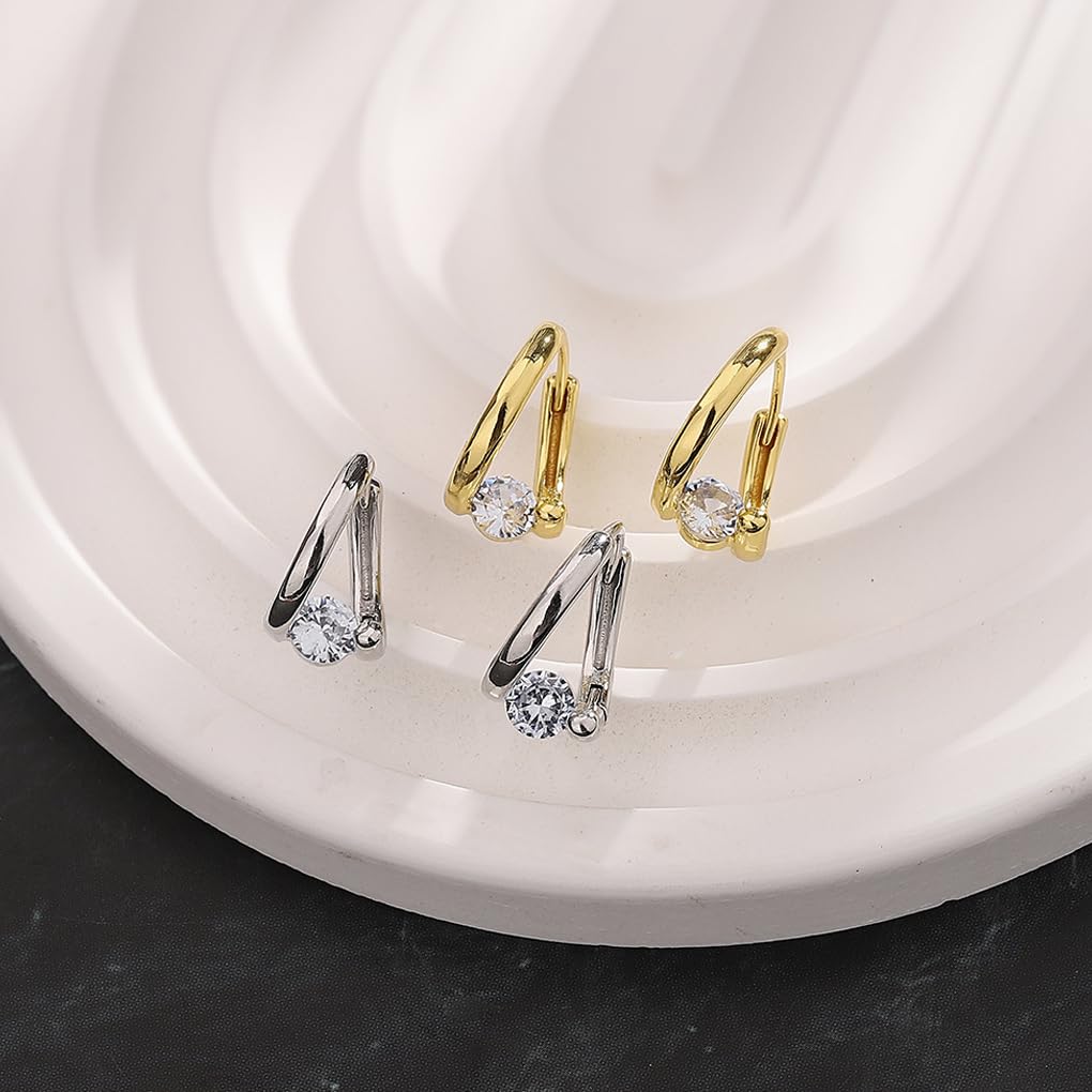 Histone Lymphvity Slimming Earrings for Weight Loss Women 2 Pairs Flysmus Drainage Germanium Earrings Minimalist CZ Hoop Earrings Charm Jewelry Gift(AC)