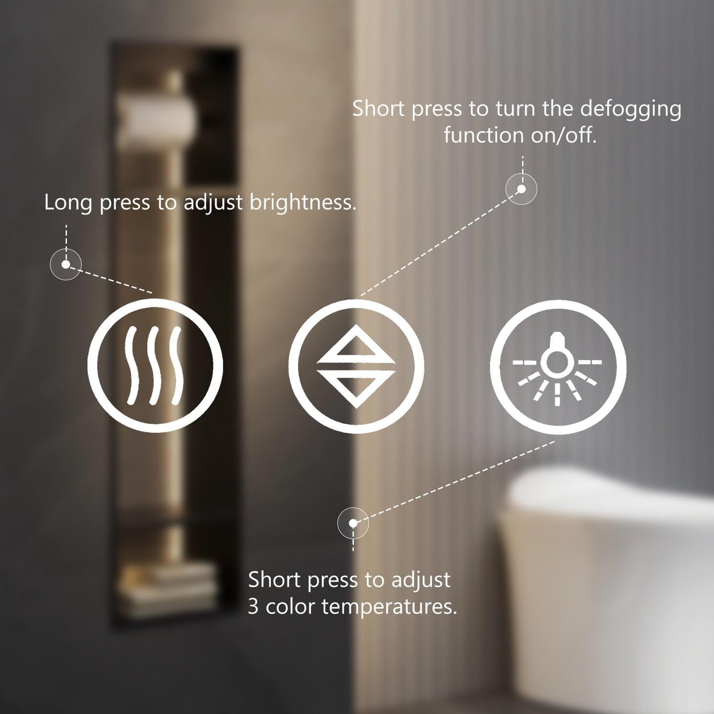 Sweetcrispy 32"x40" Smart Anti-Fog LED Bathroom Mirror with 3 Color Temperatures, Dimmable, Memory Function, Rectangle Modern Vanity Mirror