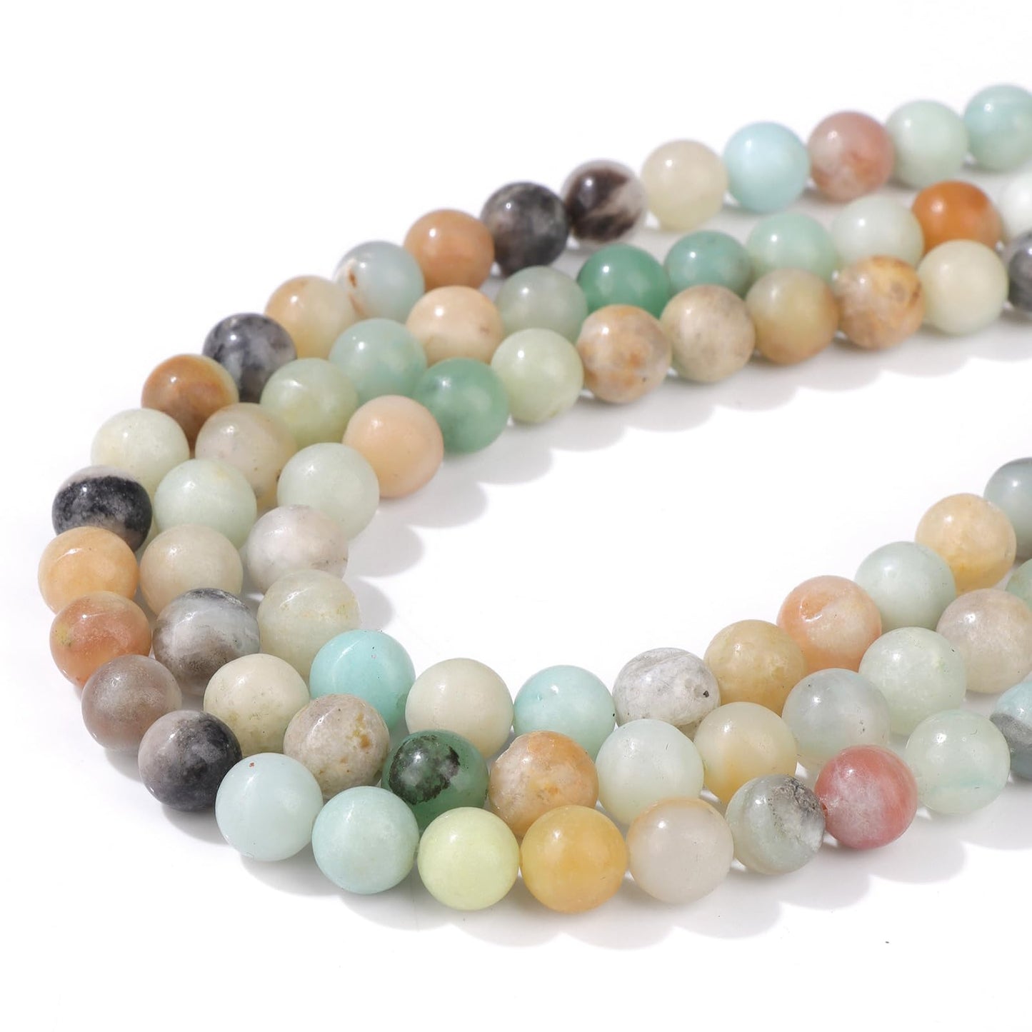 Risyfjew 50PCS 8mm Natural Amazonite Beads Gemstone Round Loose Beads for Jewelry Making Chakra Crystal Stone Beads for Bracelets Necklace Earrings Making Supplies (50pcs/Strand)