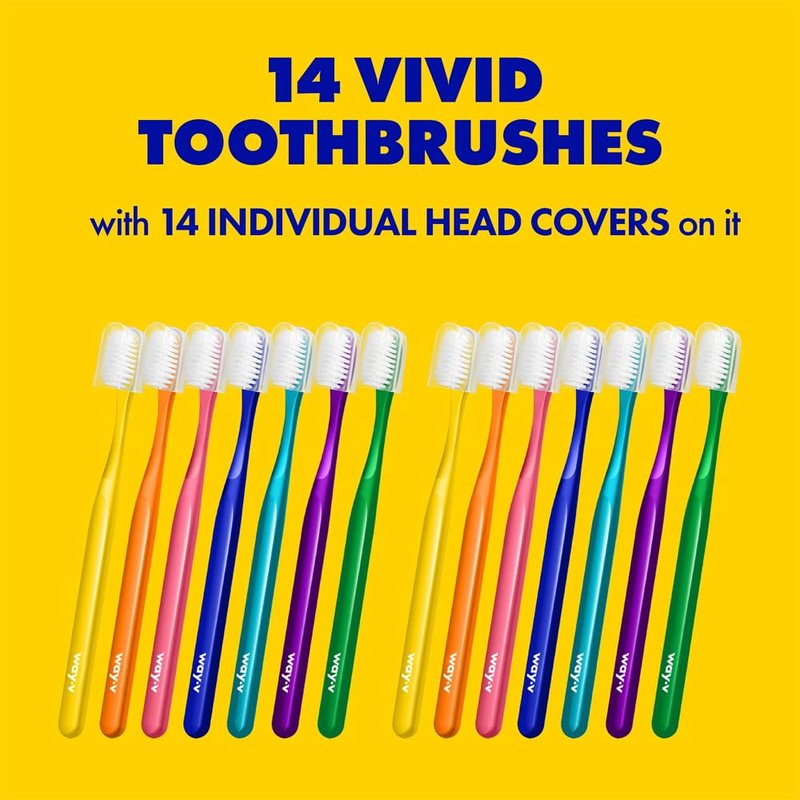 Way.V Extra Soft Toothbrush 7 Pack for Sensitive Gums and Teeth 3000 Ultra Gentle Bristles Brushes with Hygienic Head Covers Friendly Dentist Recommended BPA Free - Family Refill Pink 14 Pack