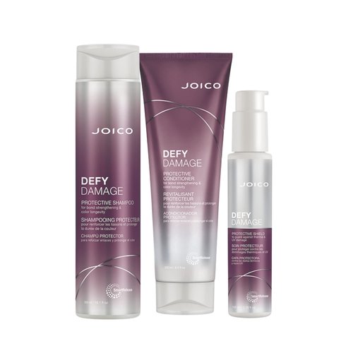 Joico Defy Damage Protective and Repairing Shampoo Conditioner Shield Set | Strenghthen Bond & Preserve Color | For Fragile Hair