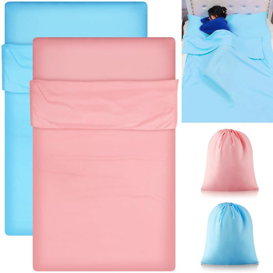 Irenare 2 Pcs Tan Sleep Sack Reusable Body Self Tanners Lightweight Breathable Sleeping Sac Protect Sheets from Dark Tanner for Bed Travel Sleeping Bag(Pink, Blue)