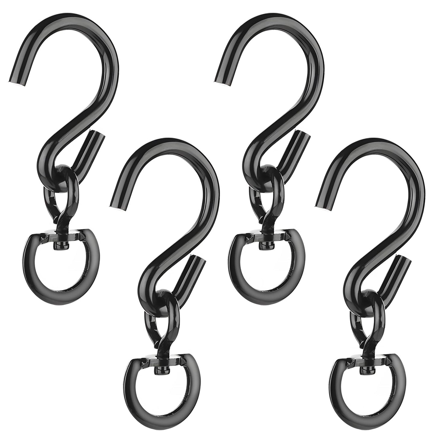 Cosmos 4 Pcs Swivel Plant Hanger Pots Hooks Heavy Duty Hanging Plant Hook 360 Degrees Swivel Metal Hooks for Indoor and Outdoor Hanging Plants, Pots, Wind Chimes, Gardening Accessories, Black