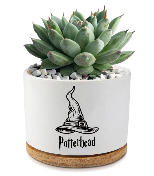 AKAQCHANG Ceramic Succulent Cactus Planter Pots with Drainage,Funny Planters Indoor Plants Desk Accessories,Harry Magic Hat Office Decor,Gifts for Plant Lovers Mom Friends Teacher(Plant Not Included)