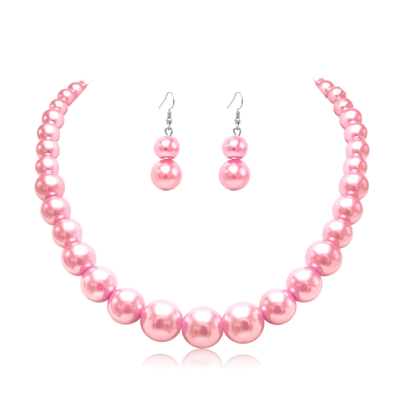 Cryshimmer Pink Pearl Choker Necklace for Women Faux Pearl Beads Necklace Earring Set Costume Jewelry