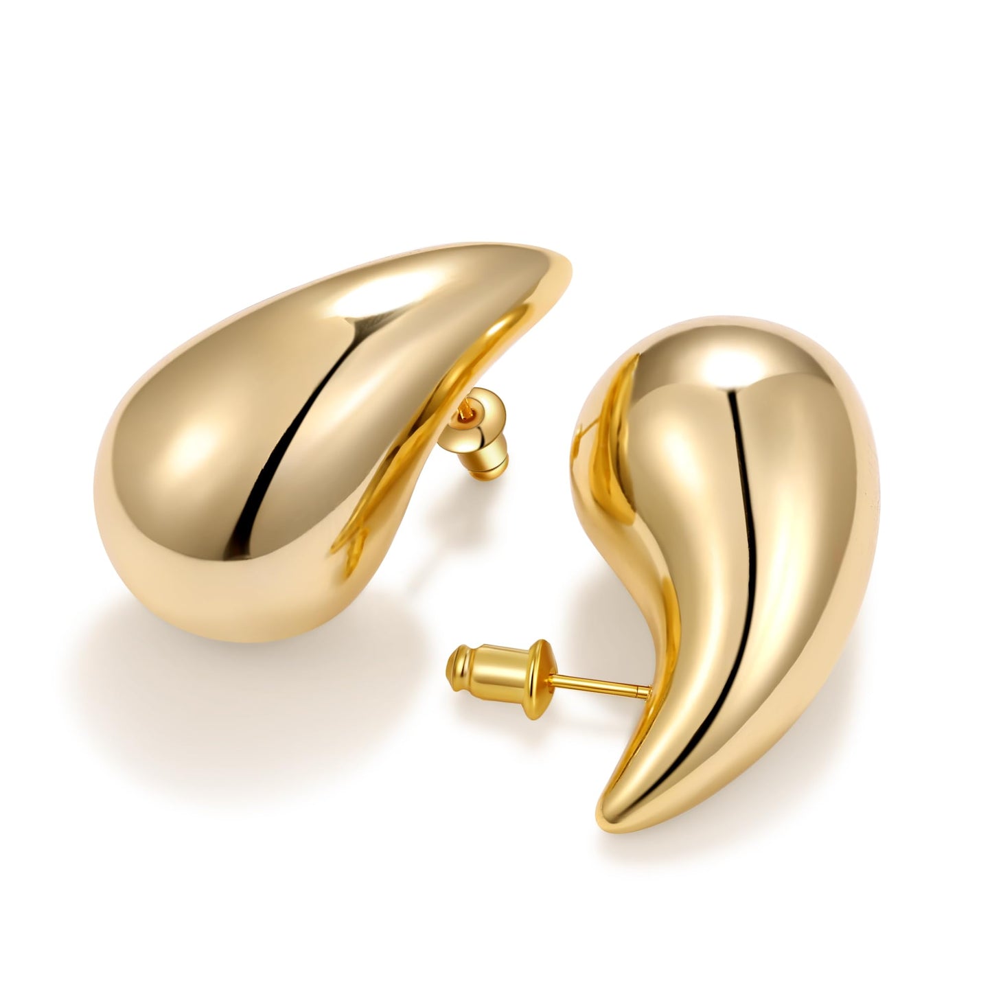 Gacimy 14K Gold Plated Teardrop Earrings Dupes for Women, Chunky Drop Earrings for Women with 925 Sterling Silver Post, 1.2Inches