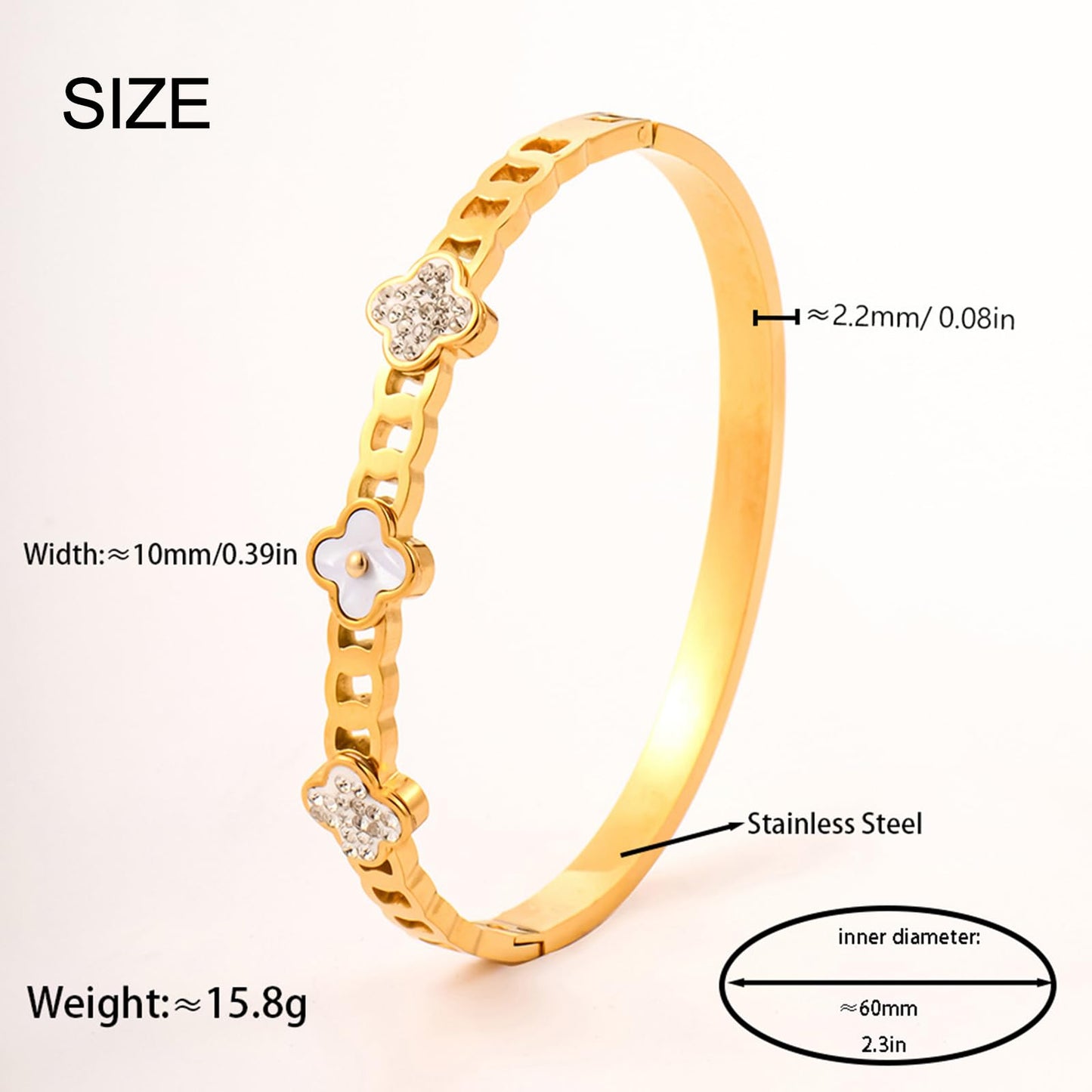 Vbvbip 18K Gold Plated 316L Stainless Steel Bracelet Collection - 12 Unique Designs + Matching Diamond-Accent Titanium Steel Petals Chain, Gift for Women