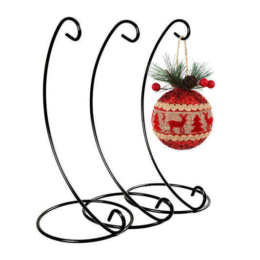 Abom 9in Ornament Display Stand, Tabletop Ornament Hanger, Terrariums Holder, Black Hanging Hook for Christmas & Halloween Decoration, Glass Crystal Witch Ball, Home Wedding, Party Decor (3 Pack)