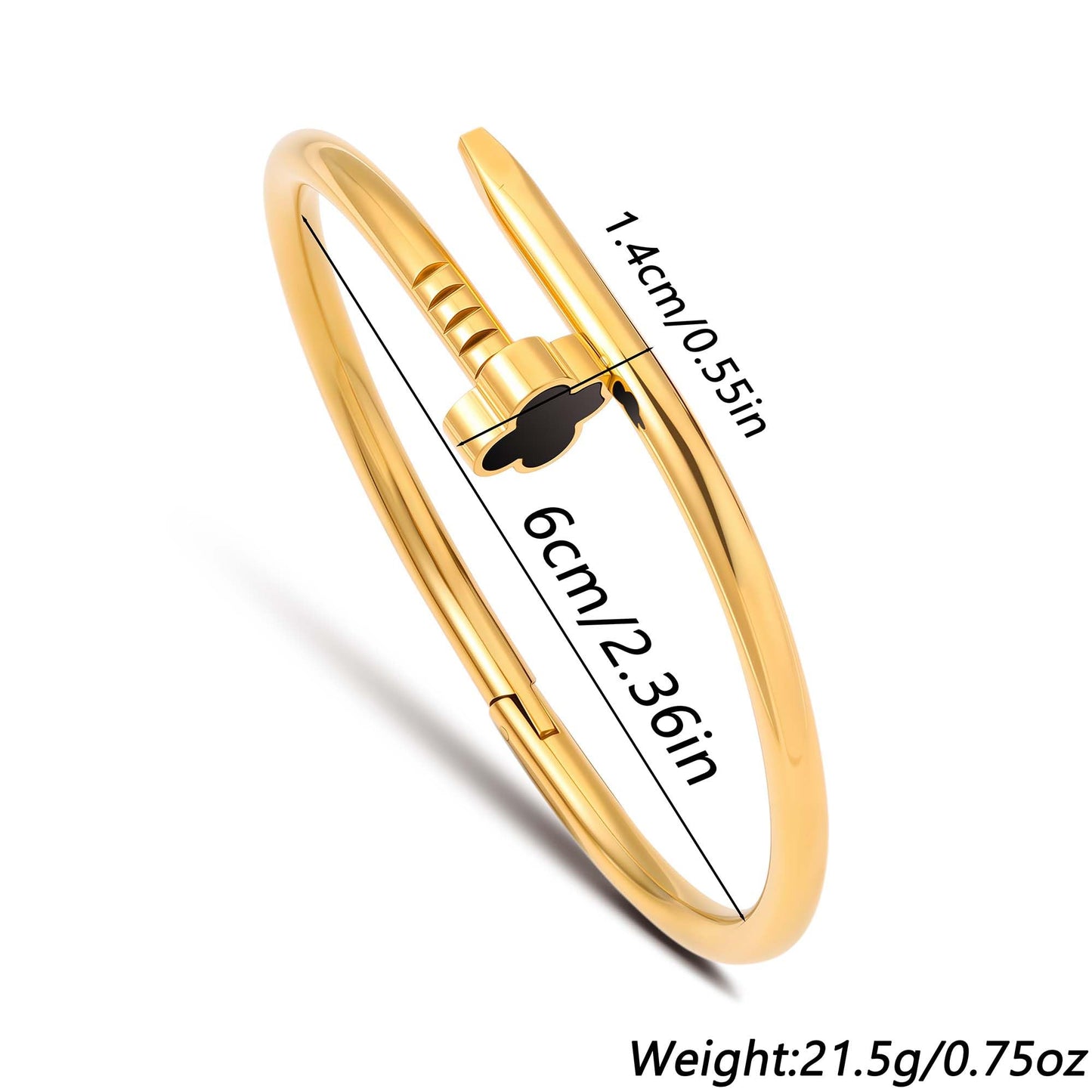 18K Gold Plated Love Nail Bangle Bracelet for Women,Stainless Steel Non-Tarnish Stackable Nail Bangle Couple Bracelet Love Trendy Jewelry Dainty Gold Bracelet Gift for Women