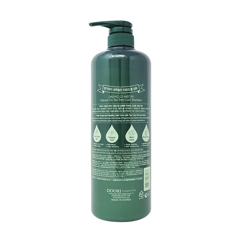 Daeng Gi Meo Ri Tea Tree Cool Shampoo | Cooling Scalp Care with Tea Tree & Aloe Vera | Refreshes Oily Hair, Hydrates Dry Hair, Gentle Cleansing | 1000ml