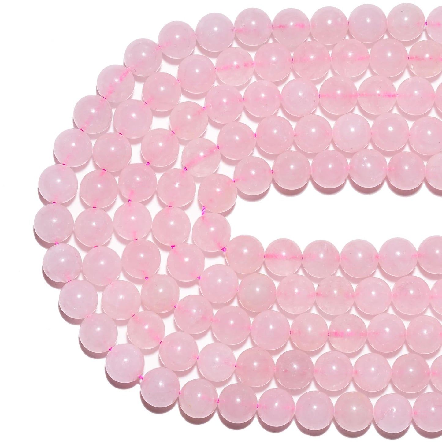 10mm Natural Rose Quartz Gemstone Beads Polished Round Smooth Stone Beads for Bracelets Jewelry Making 15inch Loose Beads