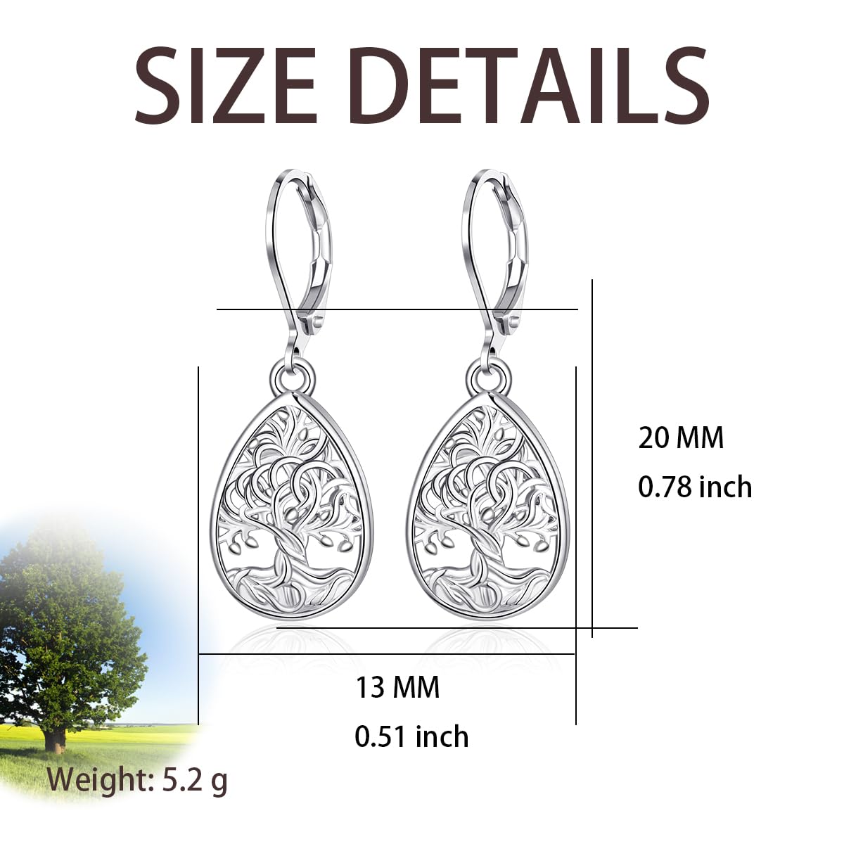 TALYKONG Tree of Life Earings for Women Celtic Tree of Life Leverback Dangle Earrings Jewelry for Women