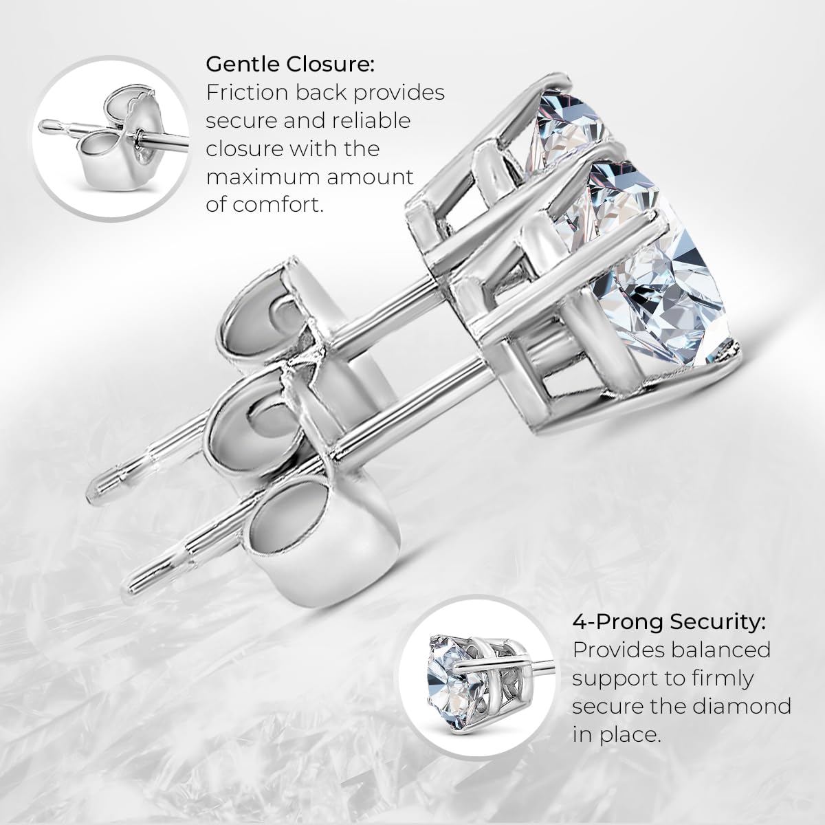 Certified 4.0 Carat Lab Grown Diamond Earrings in 14K White Gold, H/SI Color/Clarity, Premium Collection of Diamond Stud Earrings for Women and Men, Quality Studs Made in USA