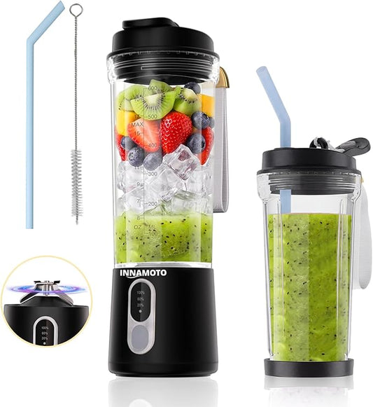 Cordless Portable Personal Size Blender - 20oz Mini Blender for Smoothies and Shakes, BAP Free Juice Cup With Leak-proof Travel Lid, Type-C Rechargeable Freshly Squeezed in Picnic/Office/Gym