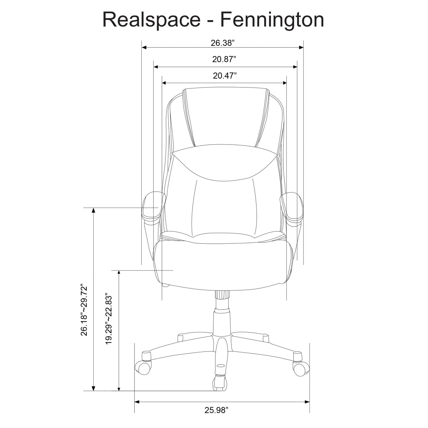 Realspace® Fennington Bonded Leather High-Back Chair, Black