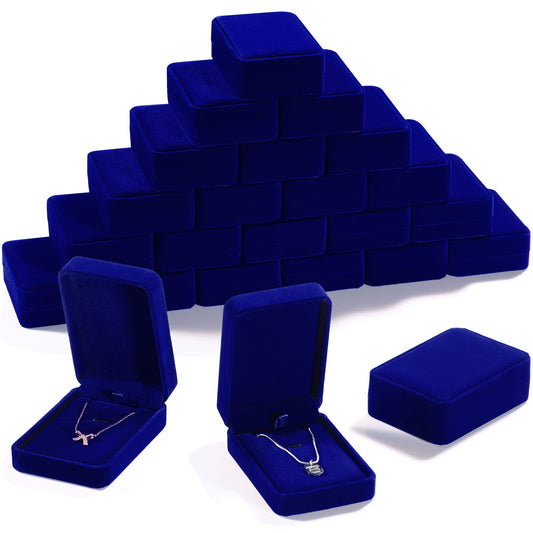 24 Pcs Necklace Pendant Box Velvet Jewelry Storage Display Case Ring Earring Pendant Jewelry Boxes Pearl Necklace Holder Gift Boxes for Christmas Wedding Engagement Birthday Anniversary(Royal Blue)