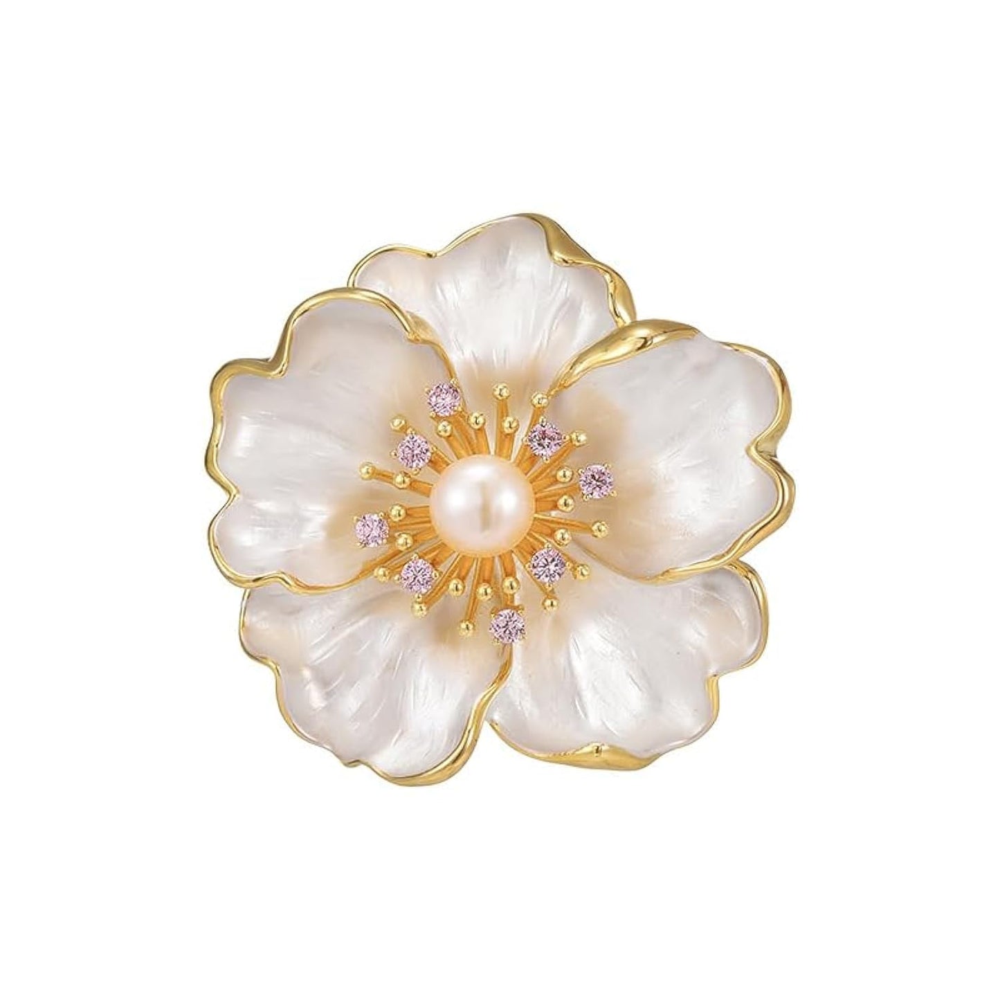 AILONMEI Brooches Jewelry for Women Fashion, Elegant Designer Costume Corsage Pearl Brooches & Pins Christmas Gift(Peony)