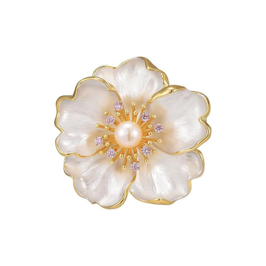 AILONMEI Brooches Jewelry for Women Fashion, Elegant Designer Costume Corsage Pearl Brooches & Pins Christmas Gift(Peony)