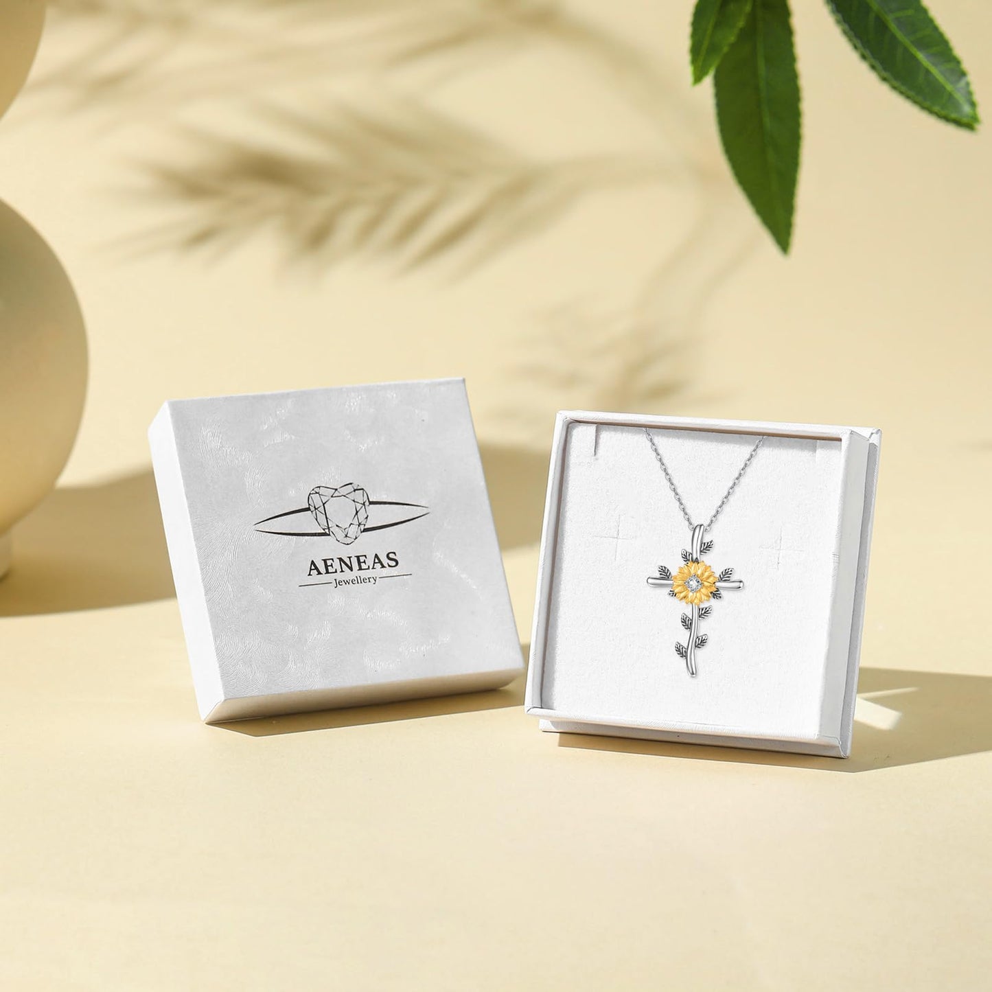 AENEAS Valentines Day Gifts for Women Sunflower Cross Necklaces for Women 925 Sterling Silver Sunflower Pendant Necklace Faith Christian Jewelry Anniversary Birthday Gift for Wife Mom Her