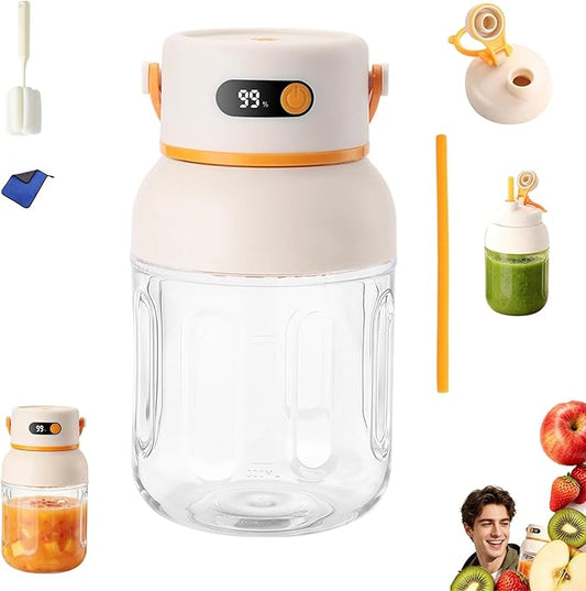 Portable Electric Juicer Cup with Zero Cord Hassle, Fresh Juicer Portable Blender with Digital Display, Leakproof USB-C Rechargeable Personal Blender for Home, Travel, Easy Clean (a,1200ml)