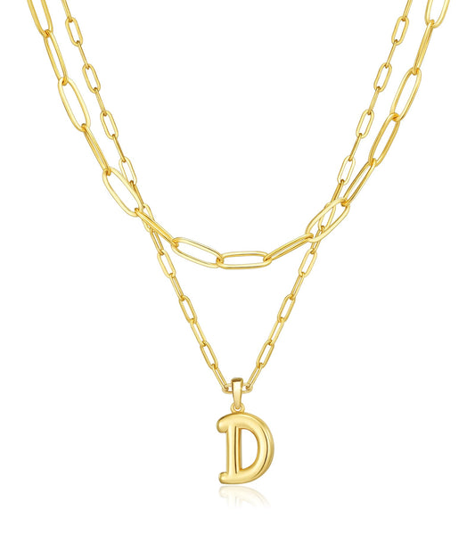 adoyi Gold Heart Initial Necklaces for Women Hers Dainty 14K Gold Plated Heart Layered Letter D Pendant Necklace Stack Jewelry Birthday Valentines Gifts for Women Mom and Wife