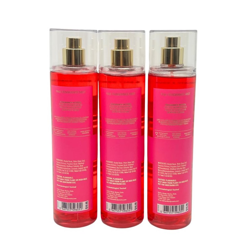 Bath & Body Works STRAWBERRY POUND CAKE Fine Fragrance Mist with a Red Bow for Holidays & Gifts 8 fl oz - 3 Pack