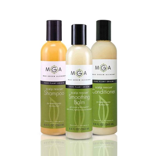 Max Green Alchemy Vega Hair Shampoo, Conditioner & Smoothing Balm - Scalp Rescue Organic Formula for All Hair Types | Color Safe, Alcohol, Silicone & Sulfate Free | 8.8Oz