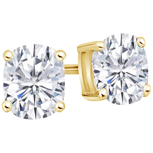 14K Yellow Gold 0.5 Carat Cushion Shape LAB GROWN Diamond IGI Certified Stud Earrings for women 4 Prong Push Back (E/F Color VS2/SI1 CLARITY)