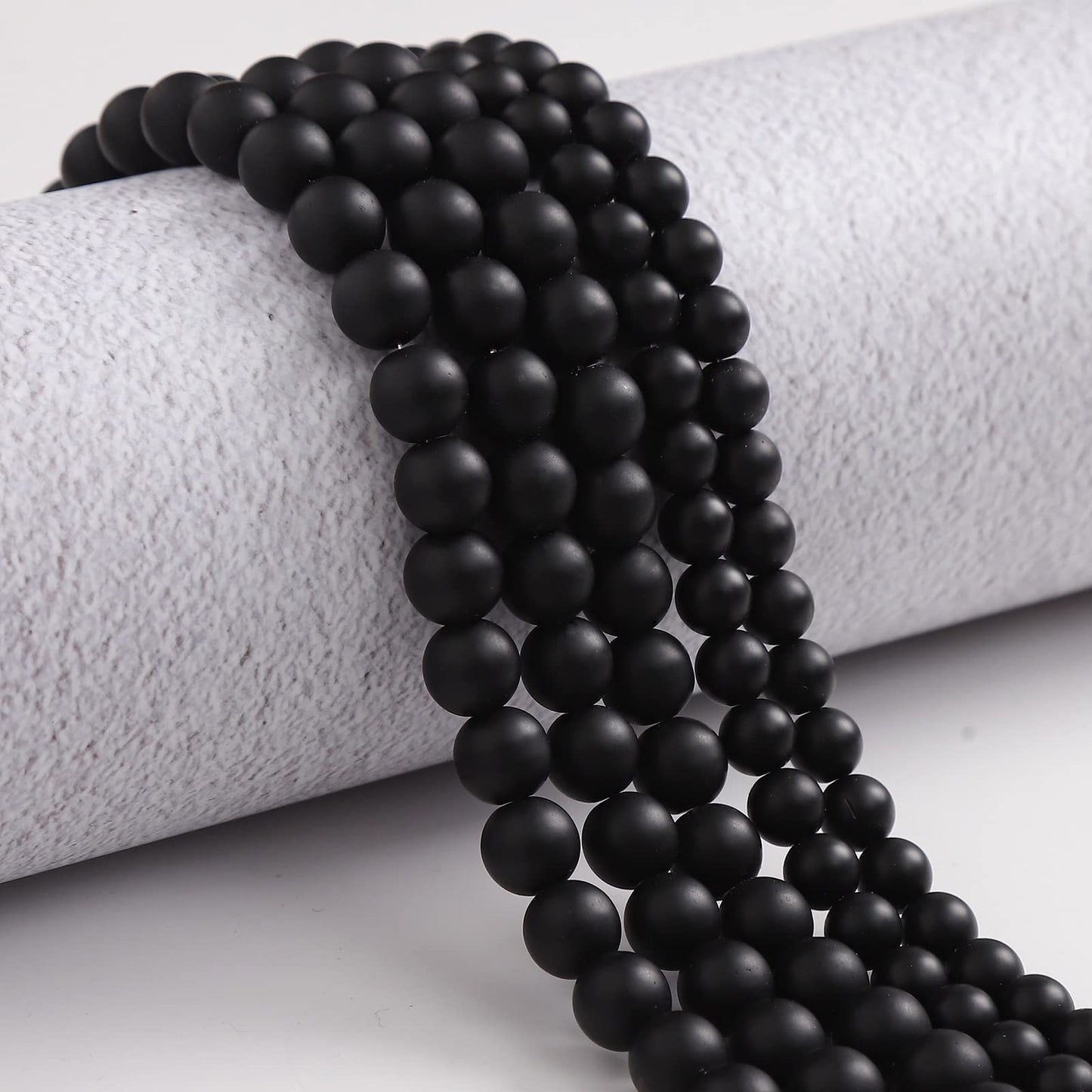 60pcs 6mm Natural Matte Black Onyx Agate Gemstone Beads Energy Healing Crystal Round Loose Stone Beads for Jewelry Making, DIY Bracelets Necklaces