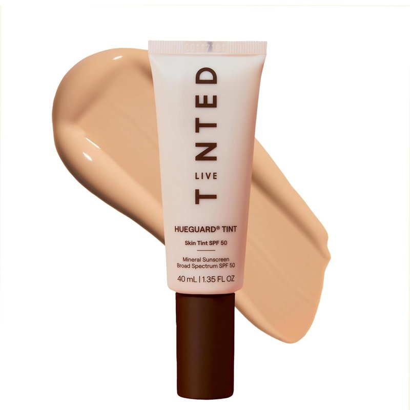 Live Tinted Hueguard Tinted Sunscreen SPF 50 - Mineral Sunscreen for Face, Skin Tint with Buildable Coverage, Dewy Glow Finish, Hydrating, Vegan, Fragrance-Free, Water & Sweat Resistant, Shade 09