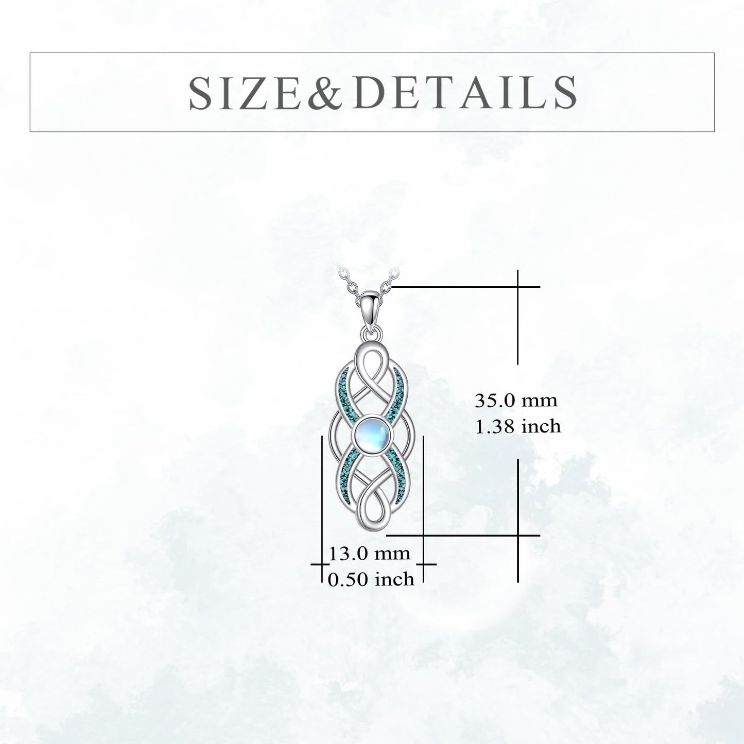 YFN Pearl Celtic Necklace S925 Sterling Silver for Women, Anniversary Irish Celtic Knot Jewelry Present for Women, Birthday Gifts (Turquoise Moonstone Celtic Knot Necklace)