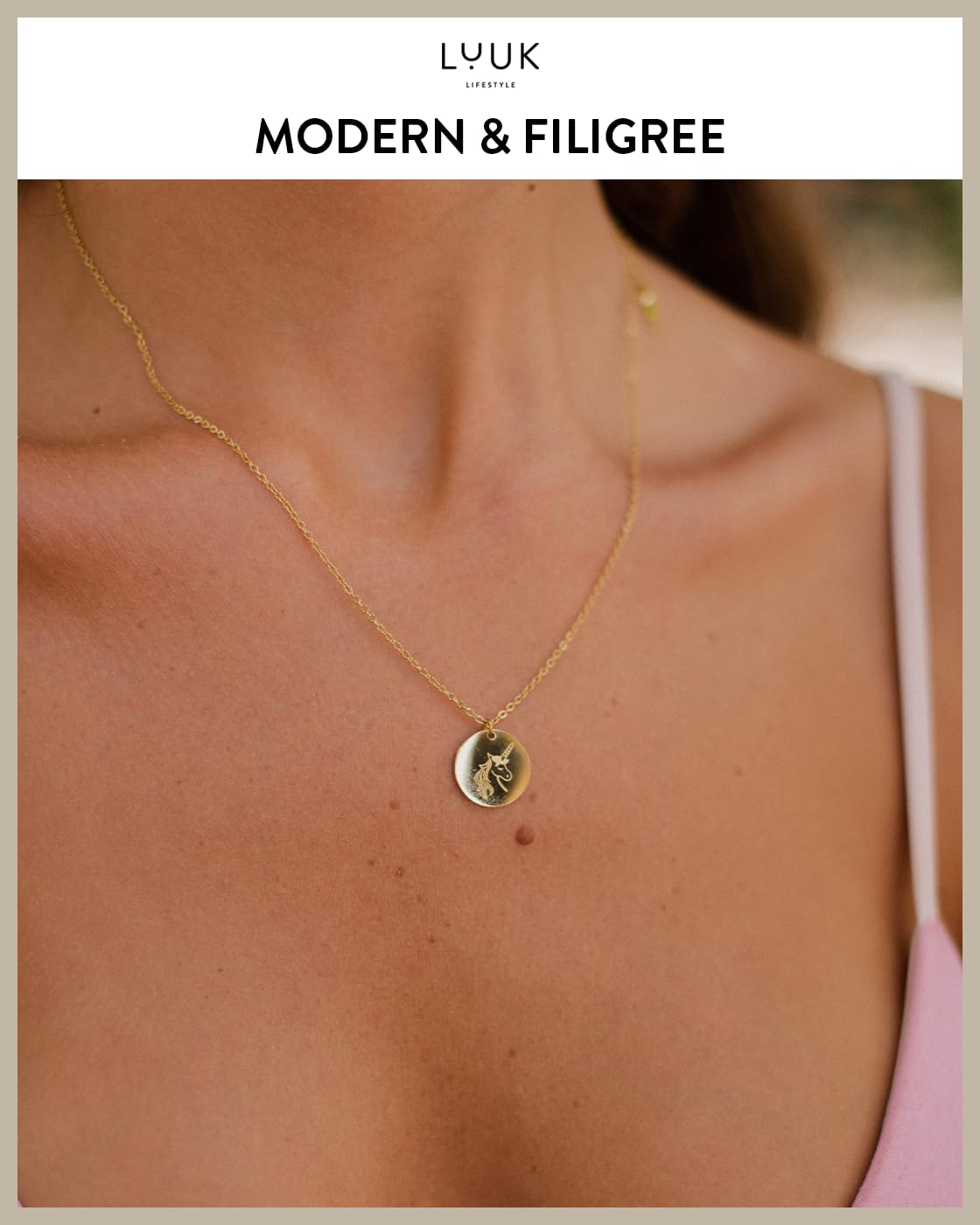 LUUK LIFESTYLE Stainless steel Unicorn cute pendant necklace, 14k gold plated, 19 inches waterproof adjustable, sturdy chain, Gift for niece granddaughter, dainty, trendy (with HAPPINESS Gift Card)