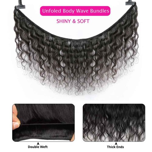 HEREAL 2x6 HD Lace Closure with Bundles 16 18 20 +14 Inch Body Wave 3 Bundles with Closure Human Hair Unprocessed Brazilian Virgin Human Hair Natural Color