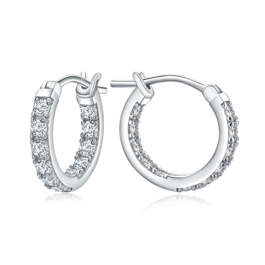 14mm Chunky CZ Hoop Earrings for Sensitive Ears Women 925 Sterling Silver Hoops Lab Created Diamond Earrings