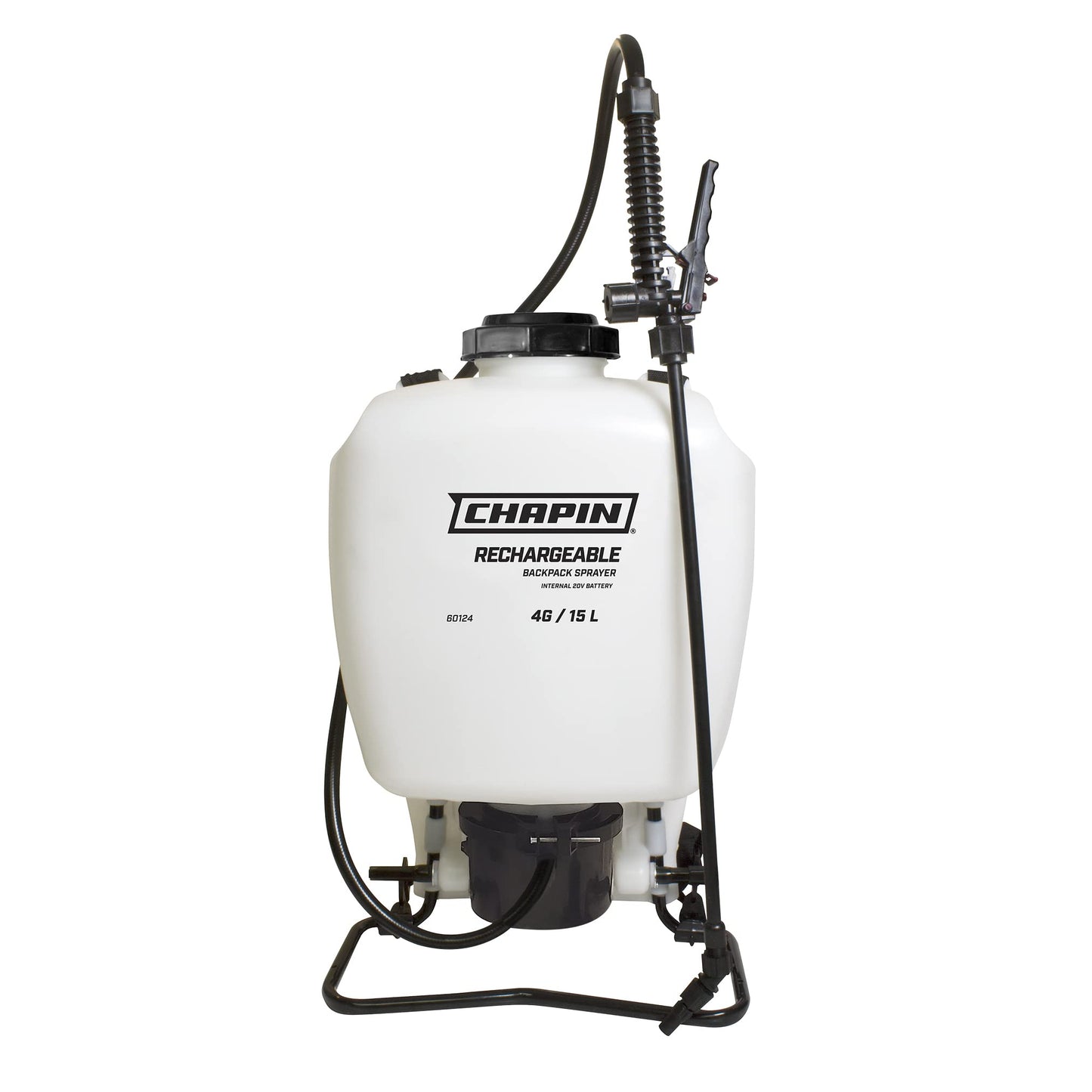 Chapin International 60124 4-Gallon 20V Internal Battery Rechargeable Backpack Sprayer, Made in the USA, 1-Pack, Translucent White