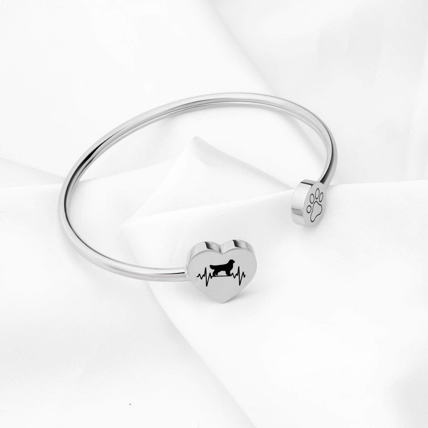 FUSTMW Dog Owner Bracelet Golden Retriever Dog Lover Gifts Paw Print Bangle Jewelry (Golden Retriever Bracelet)