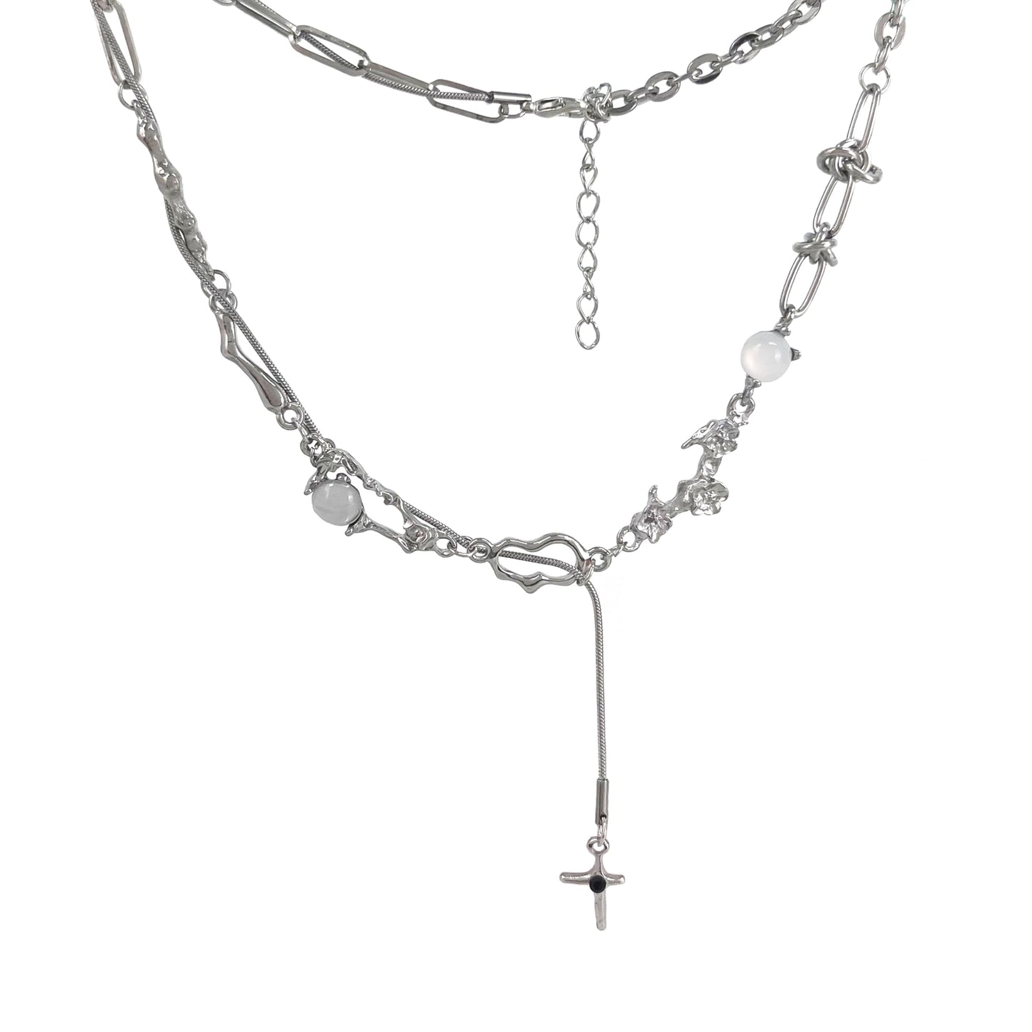 Buyongwant Irregular Necklace Wrapped Cross Y2k Aesthetic Necklace Moonlight Stone Pendant Fashion Versatile Women's Jewelry