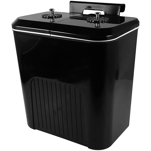 Operitacx Dual Compartment Wall Mounted Kitchen Trash Can 9l with Lid Black Hanging Garbage Bin for Bathroom Cabinet Waste Sorting and Dry Wet Separation