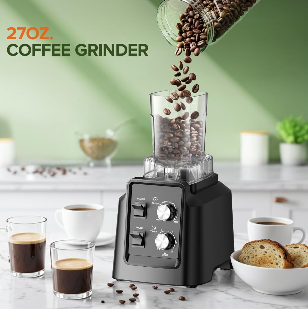 Blender for Smoothies, Professional Countertop Blenders with Self Cleaning, Ice Crush & Frozen Fruits, Dishwasher Safe Jar, 6 Blades for Silky Shakes and Drinks