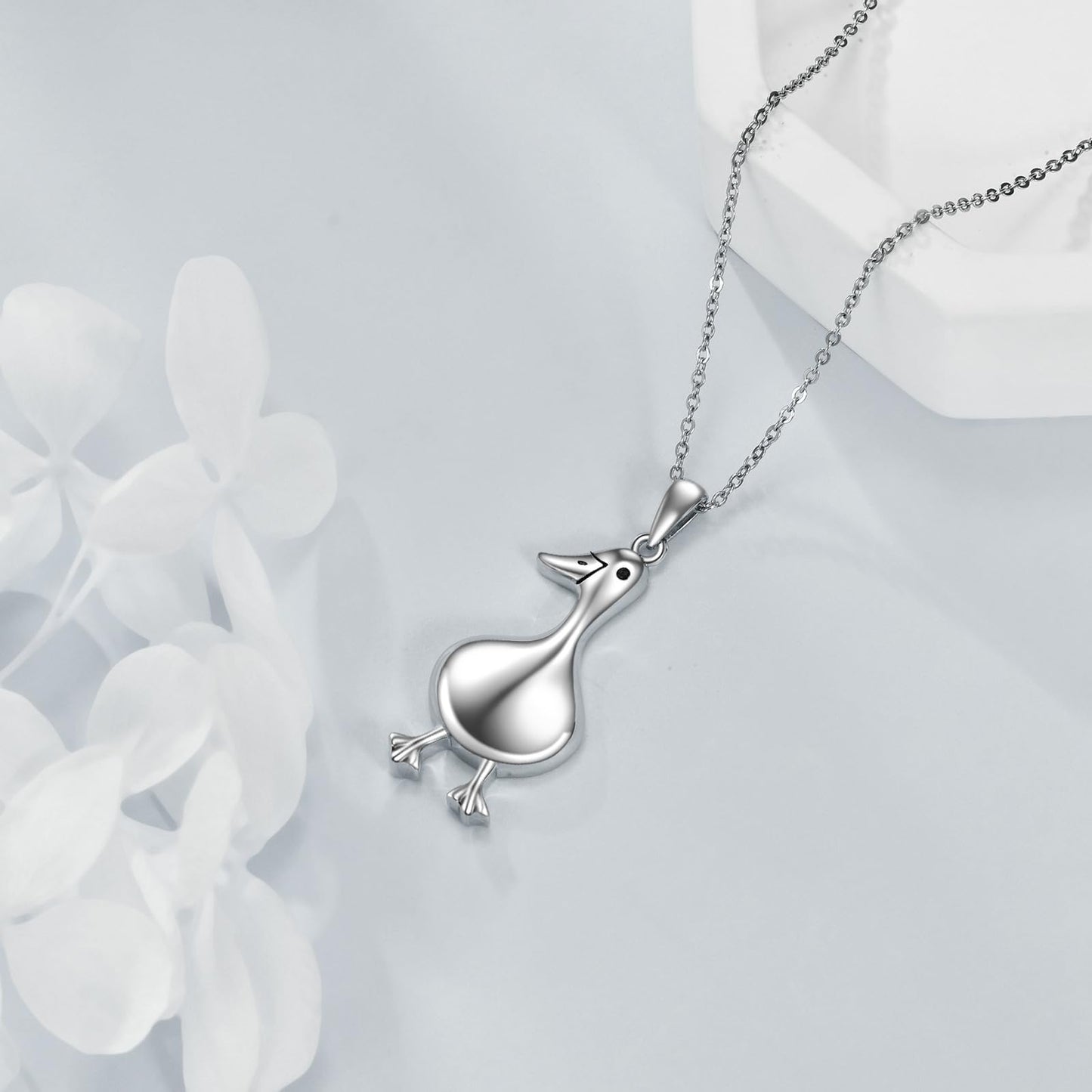 YAFEINI Duck Necklace S925 Sterling Silver Ducks Pendant Necklace Tiny Duck Jewelry Gifts for Women Mom Wife