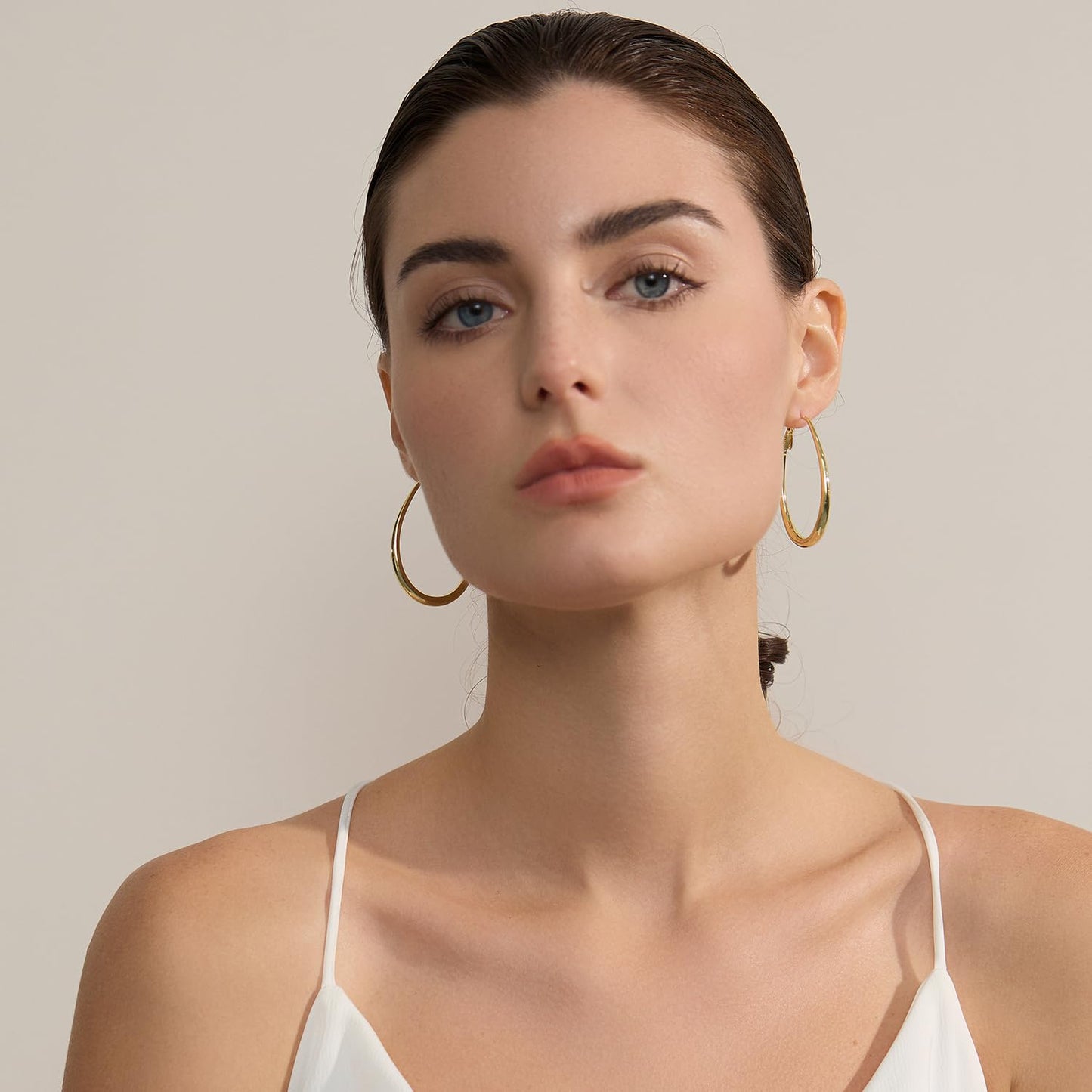 Lightweight Oval Hoop Earrings for Women - 14K Gold Plated, Rose Gold Plated and Sterling Silver Plated Large Oblong Hoop Earrings for Women Statement Jewelry Gift (gold)