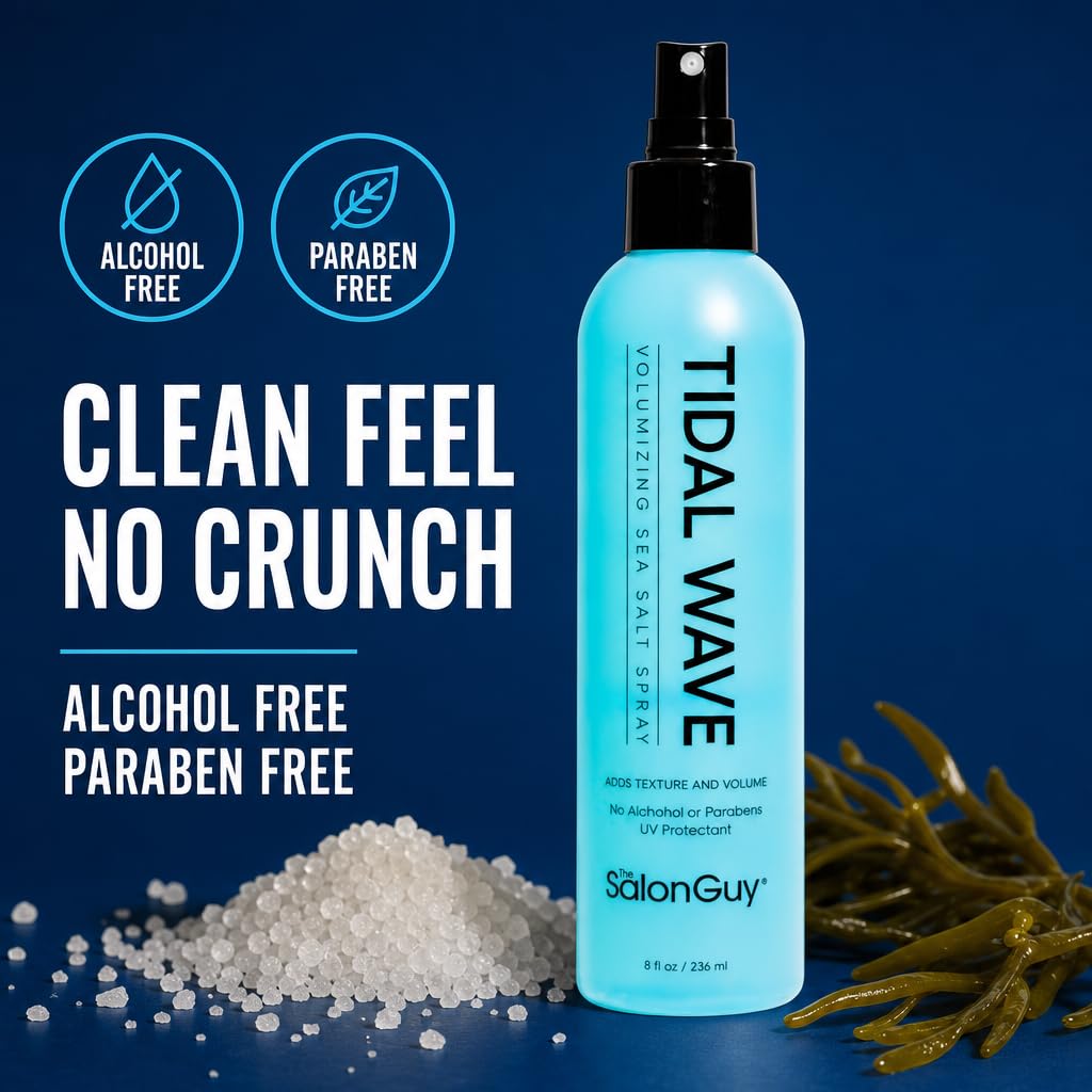 THESALONGUY Tidal Wave Sea Salt Spray for Hair – Volumizing & Texturizing Beach Wave Spray for Men & Women | Matte Finish, Light Hold, Alcohol-Free | All Hair Types | 8 oz