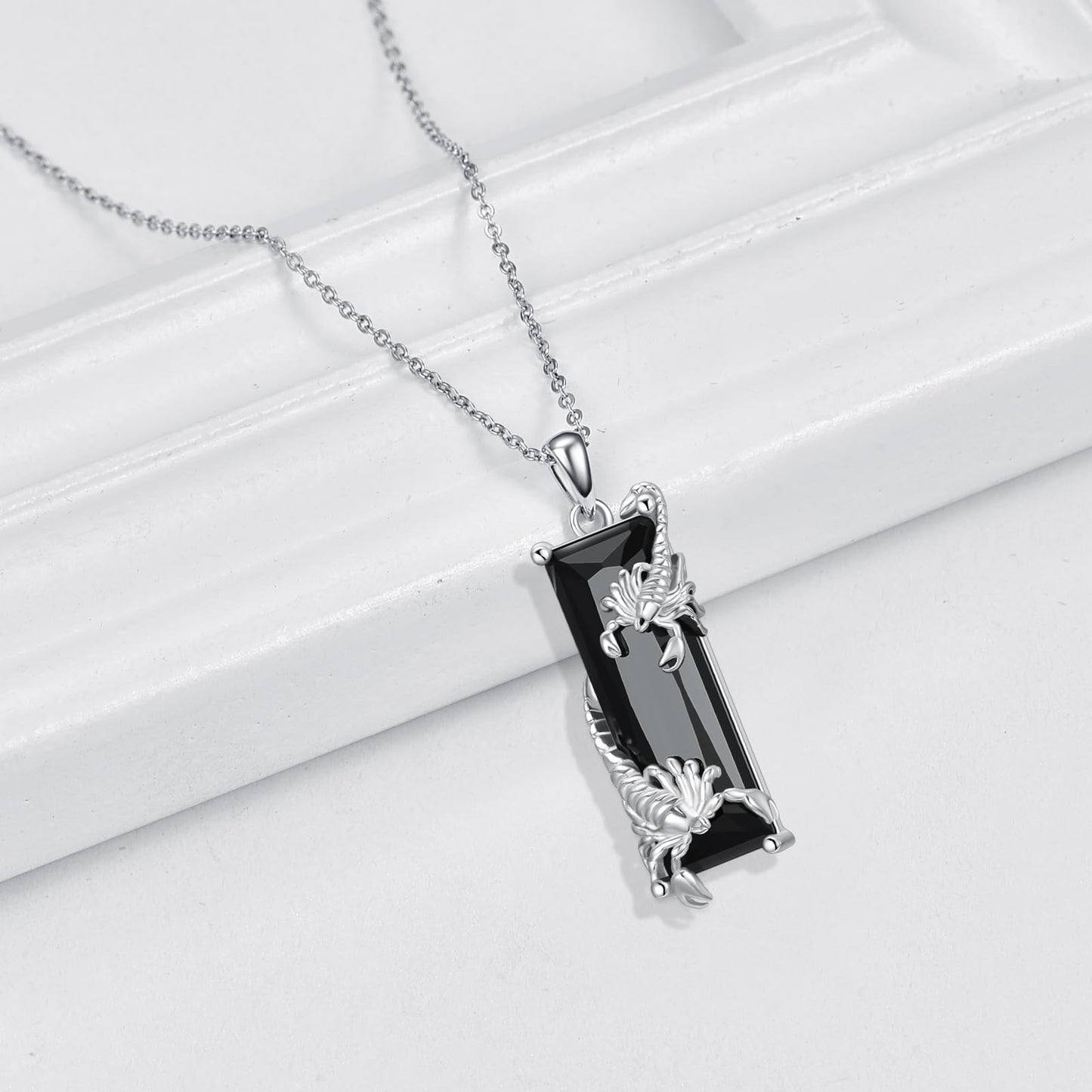 Prime 2025 Scorpion Necklace 925 Sterling Silver Scorpion Zodiac Constellation Pendant Black Crystal Animal Jewelry for Men Women