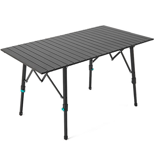 Adjustable Folding Picnic Table Portable Aluminum Camping Table Lightweight Travel Table Compact Storage Easy Setup Outdoor Dining 120x70cm Black